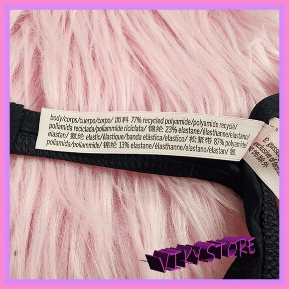 💖 NWT Victoria’s Secret Black Satin Star Rhinestones High Leg Tanga M #7263 💖 - Picture 7 of 8